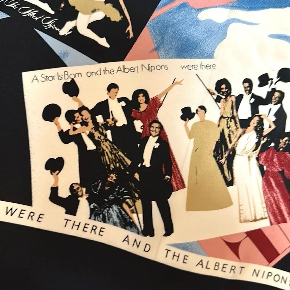 Vintage Albert Nipon Silk Scarf “We Were There” 34x34” made in Japan